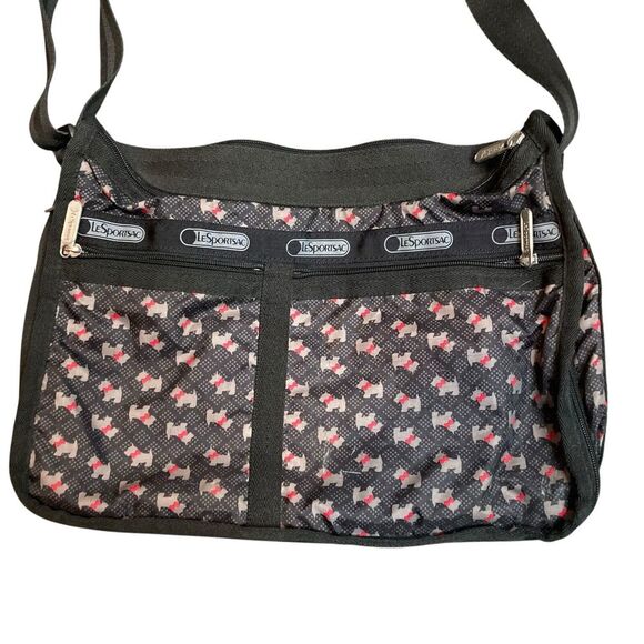 LeSportsac Womens Very Rare Schnauzer Print Expanded Crossbody Bag Boho Washable - Picture 9 of 10